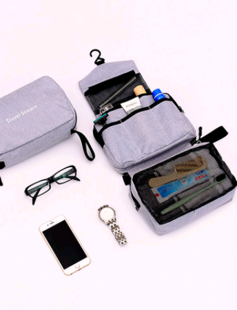 Hanging Travel Makeup Bag – Foldable Organiser with Hook