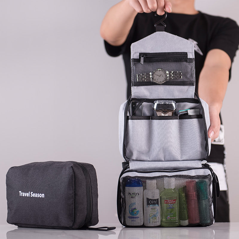 Hanging Travel Makeup Bag – Foldable Organiser with Hook