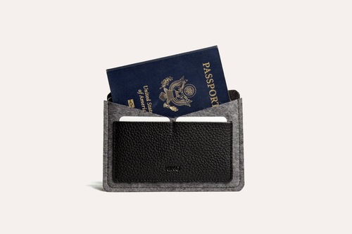 Leather & Wool Felt Passport Holder – Handmade Travel Wallet