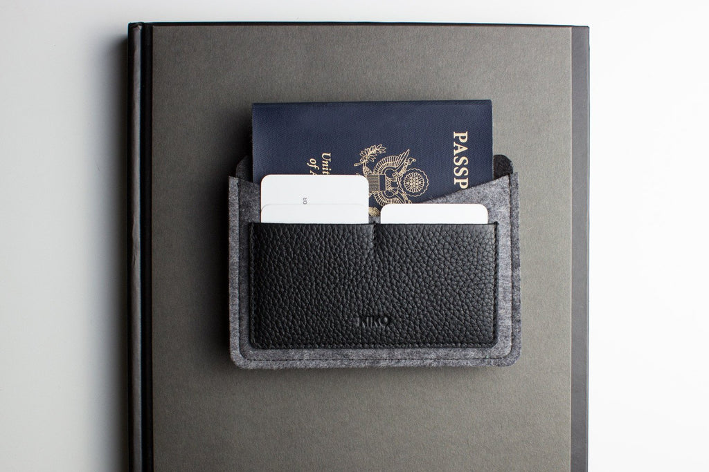 Leather & Wool Felt Passport Holder – Handmade Travel Wallet
