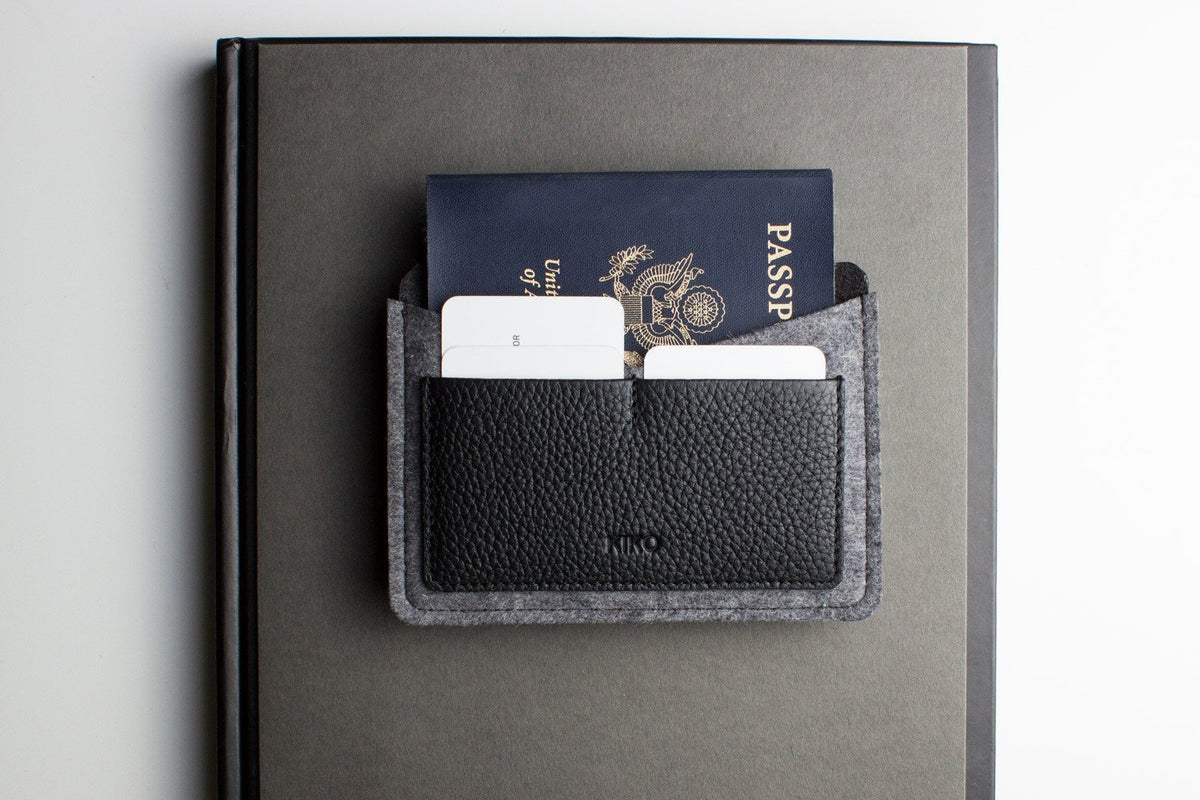 Leather & Wool Felt Passport Holder – Handmade Travel Wallet