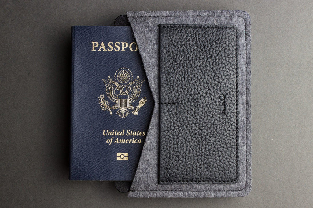 Leather & Wool Felt Passport Holder – Handmade Travel Wallet