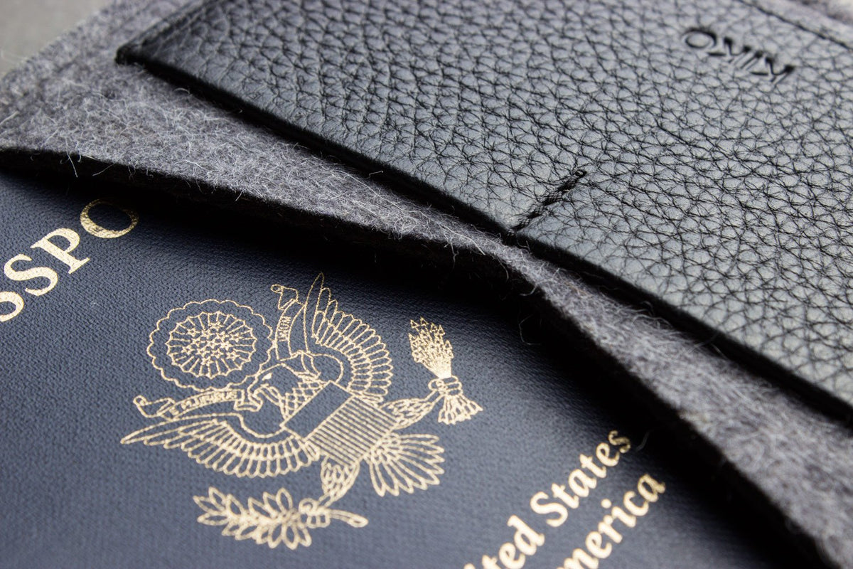 Leather & Wool Felt Passport Holder – Handmade Travel Wallet