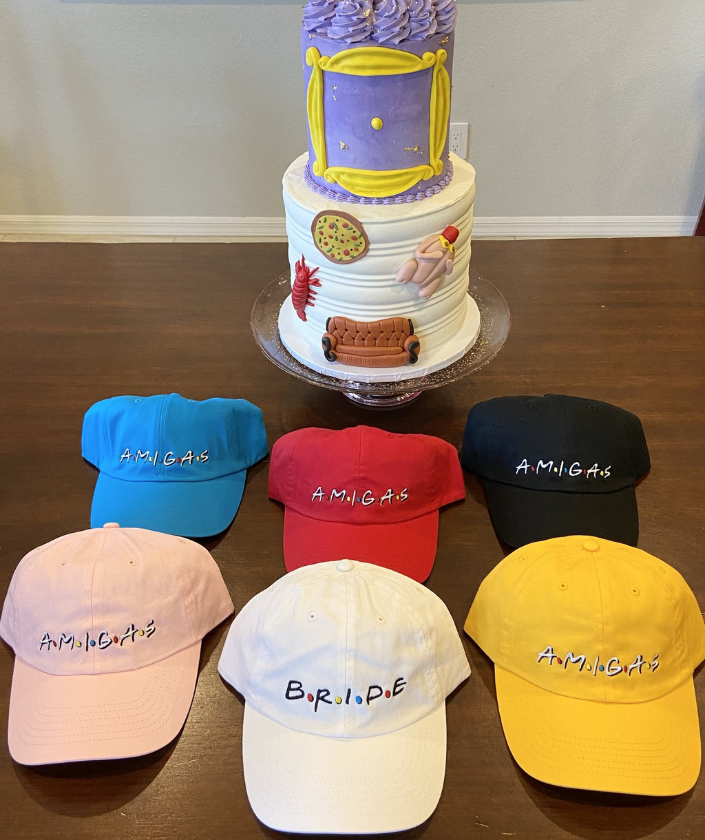Bride & Amigas Bachelorette Party Hats – FRIENDS-Inspired Hen Party Caps