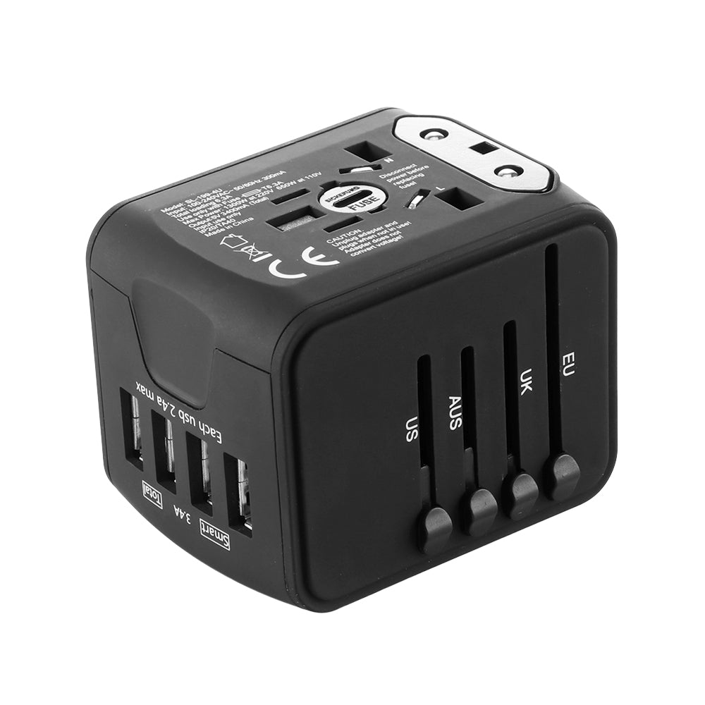 Universal Travel Adapter with 4 USB Ports – Charge 4 Devices at Once