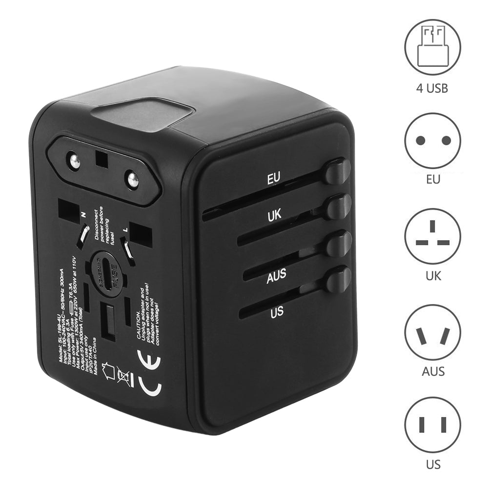 Universal Travel Adapter with 4 USB Ports – Charge 4 Devices at Once
