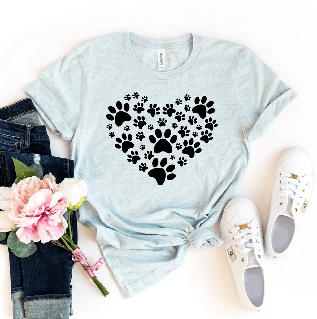 Paw Heart – Dog Lover T-Shirt with Paw Print Design