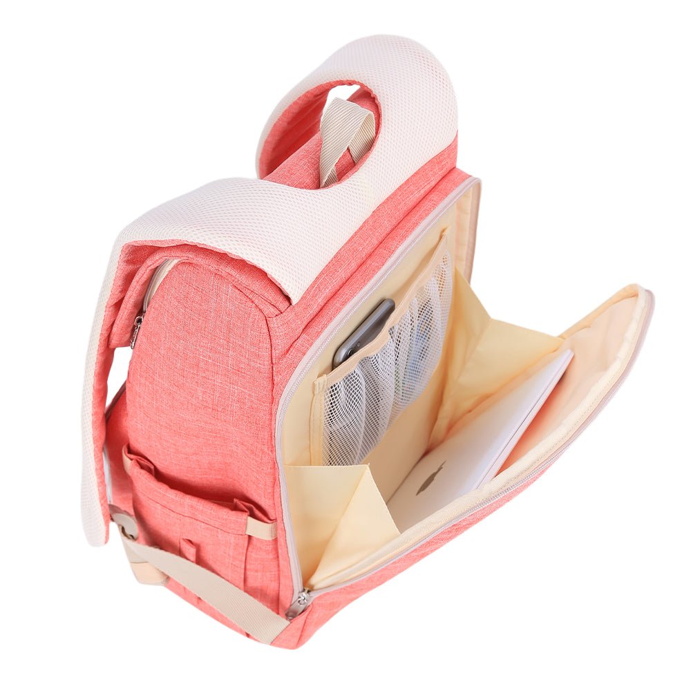 Canvas Vegan Leather Diaper Backpack – 15 Pockets, Stroller-Ready