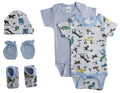 Newborn Baby Boys 5-Piece Layette Set – Soft Cotton Baby Shower Gift