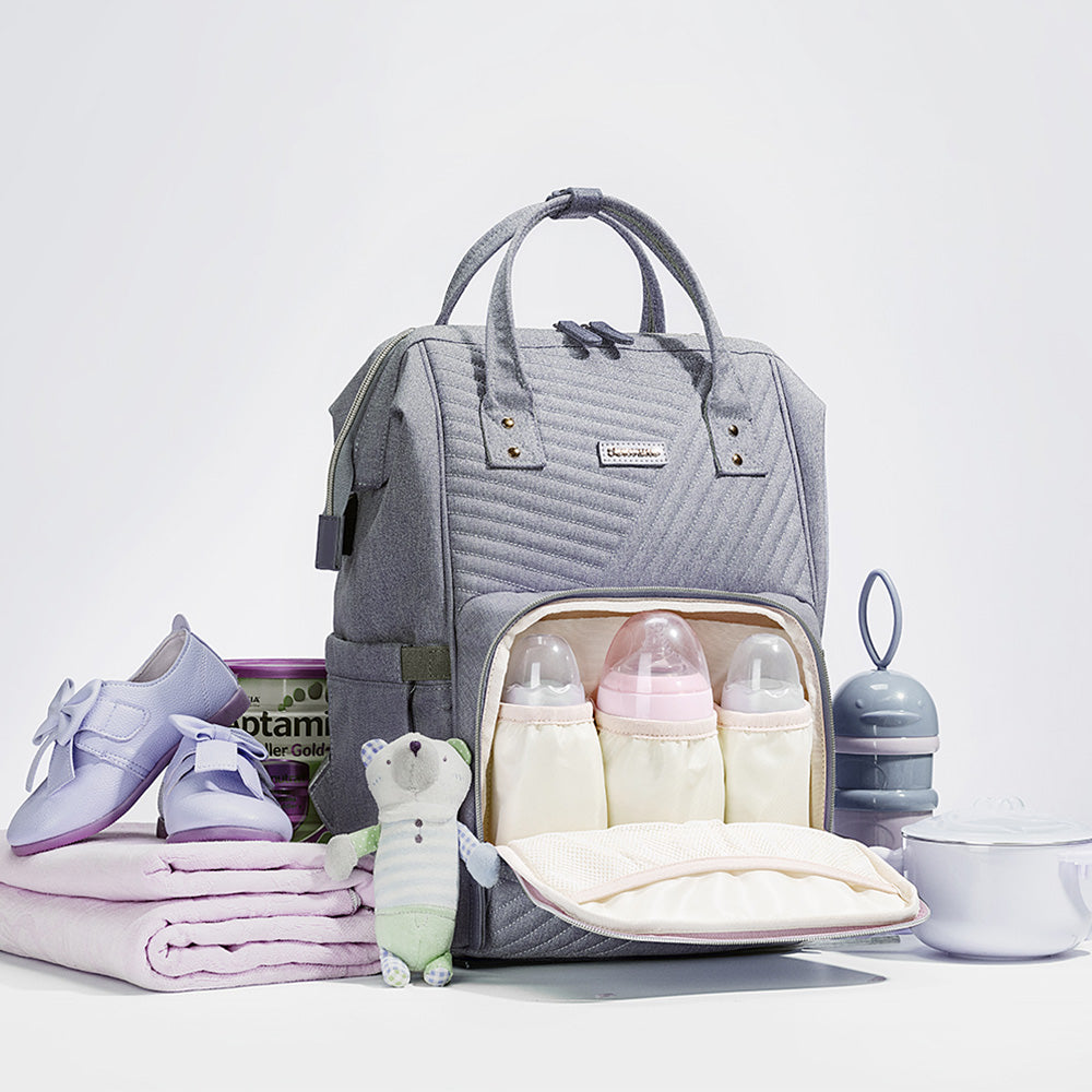 Modern Quilted Nappy Bag Backpack – Stylish Baby Bag for Mums