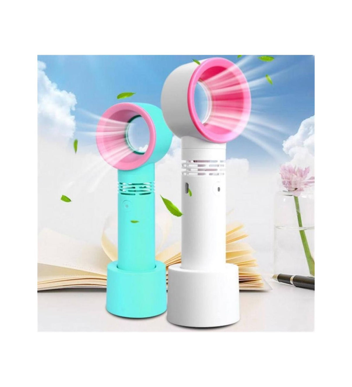 Portable Rechargeable Bladeless Fan – USB Mini Desk & Travel Fan