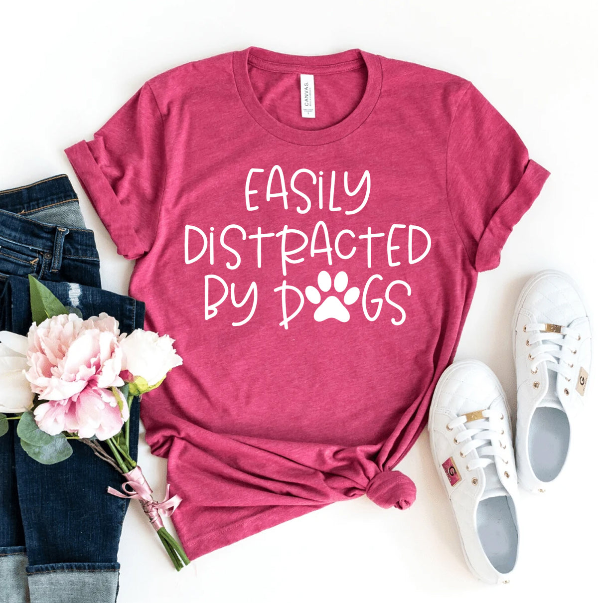 Easily Distracted By Dogs – Funny Dog Lover T-Shirt