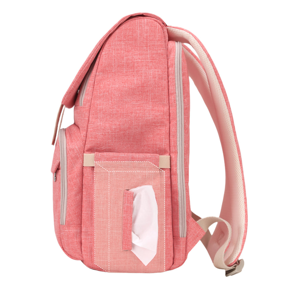 Canvas Vegan Leather Diaper Backpack – 15 Pockets, Stroller-Ready