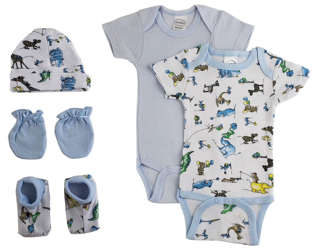 Newborn Baby Boys 5-Piece Layette Set – Soft Cotton Baby Shower Gift