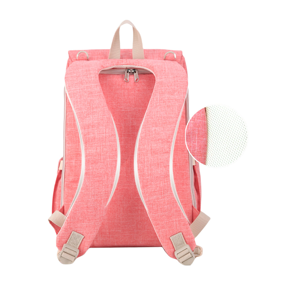 Canvas Vegan Leather Diaper Backpack – 15 Pockets, Stroller-Ready
